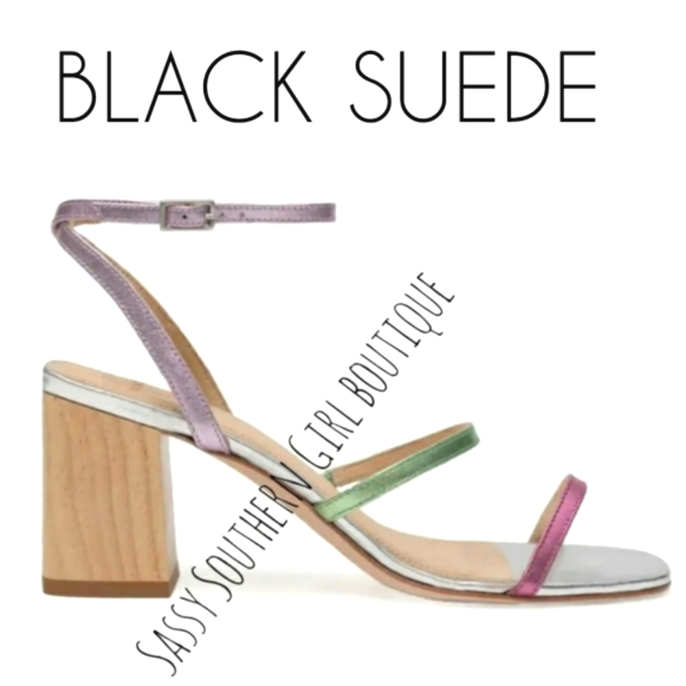 🆕⭐ Black Suede Studio Verana Pastel metallic sandals